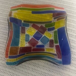 Colorful Mosaic fused Glass Art Plate